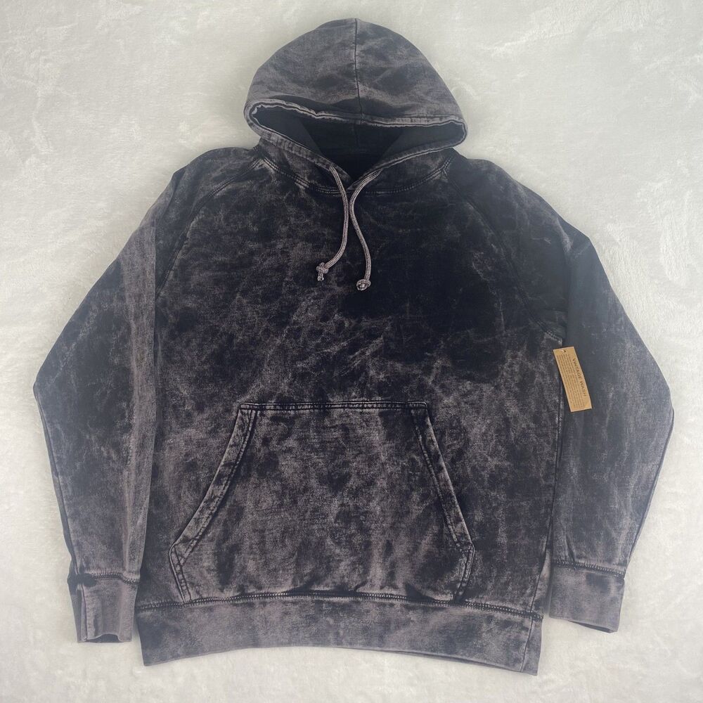 L/7 Sweater Adult Medium Black Tie Dye Hoodie Sweatshirt Vintage Wash Casual